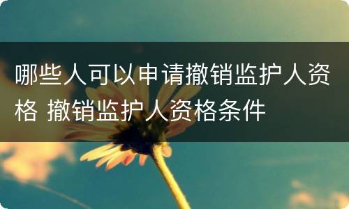 哪些人可以申请撤销监护人资格 撤销监护人资格条件