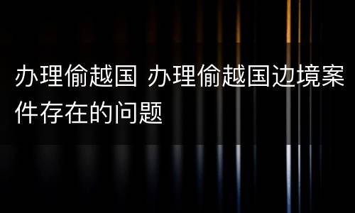 办理偷越国 办理偷越国边境案件存在的问题
