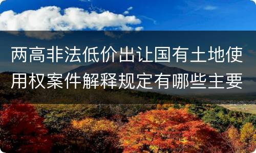 两高非法低价出让国有土地使用权案件解释规定有哪些主要内容