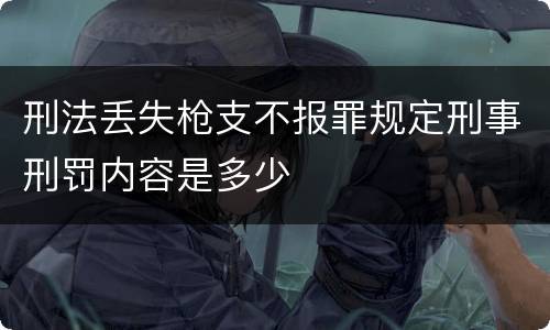 刑法丢失枪支不报罪规定刑事刑罚内容是多少