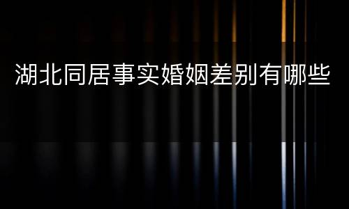 湖北同居事实婚姻差别有哪些