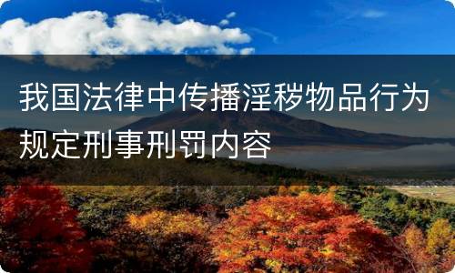 我国法律中传播淫秽物品行为规定刑事刑罚内容
