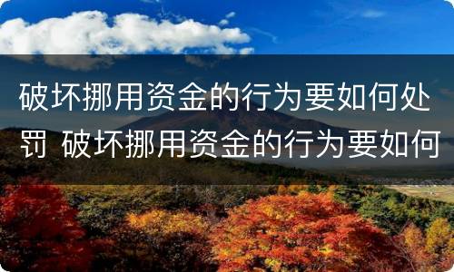 破坏挪用资金的行为要如何处罚 破坏挪用资金的行为要如何处罚他