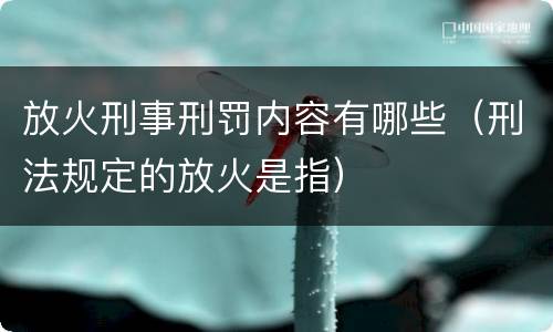 放火刑事刑罚内容有哪些（刑法规定的放火是指）