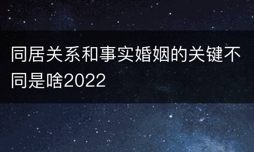 同居关系和事实婚姻的关键不同是啥2022
