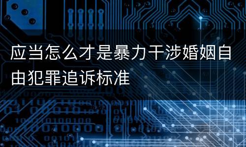 应当怎么才是暴力干涉婚姻自由犯罪追诉标准