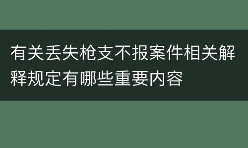 有关丢失枪支不报案件相关解释规定有哪些重要内容