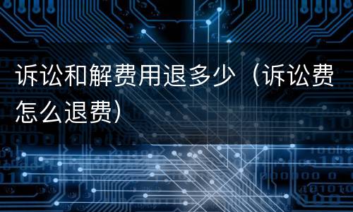 诉讼和解费用退多少（诉讼费怎么退费）