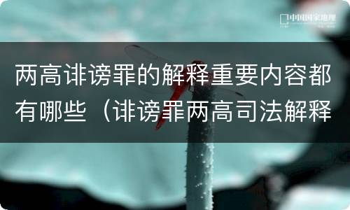 两高诽谤罪的解释重要内容都有哪些（诽谤罪两高司法解释）