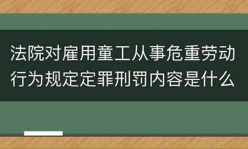法院对雇用童工从事危重劳动行为规定定罪刑罚内容是什么样
