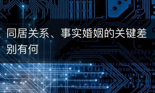 同居关系、事实婚姻的关键差别有何