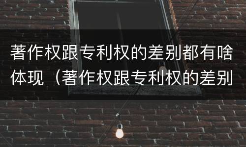 著作权跟专利权的差别都有啥体现（著作权跟专利权的差别都有啥体现呢）