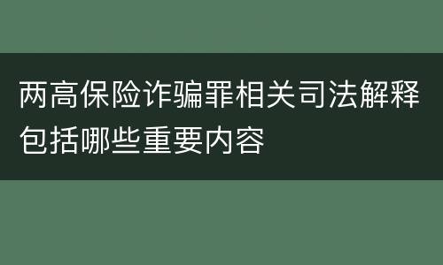 两高保险诈骗罪相关司法解释包括哪些重要内容