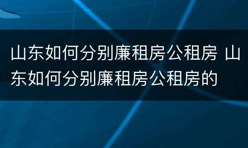 山东如何分别廉租房公租房 山东如何分别廉租房公租房的