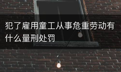 犯了雇用童工从事危重劳动有什么量刑处罚