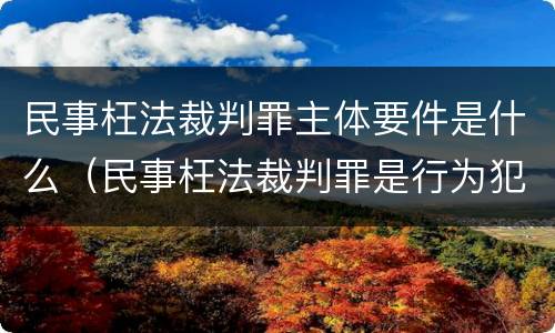 民事枉法裁判罪主体要件是什么（民事枉法裁判罪是行为犯吗）
