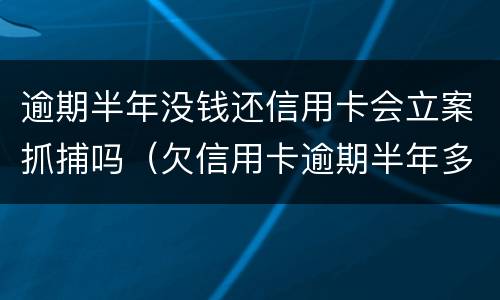 逾期半年没钱还信用卡会立案抓捕吗（欠信用卡逾期半年多了会坐牢吗?）