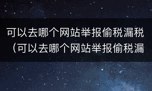 可以去哪个网站举报偷税漏税（可以去哪个网站举报偷税漏税的人）