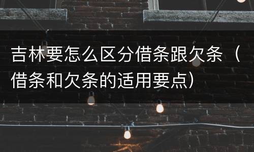 吉林要怎么区分借条跟欠条（借条和欠条的适用要点）