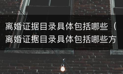 离婚证据目录具体包括哪些（离婚证据目录具体包括哪些方面）