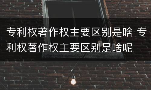 专利权著作权主要区别是啥 专利权著作权主要区别是啥呢