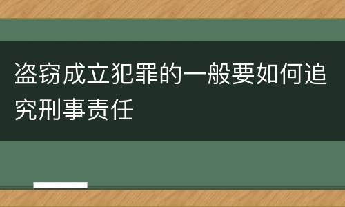 盗窃成立犯罪的一般要如何追究刑事责任