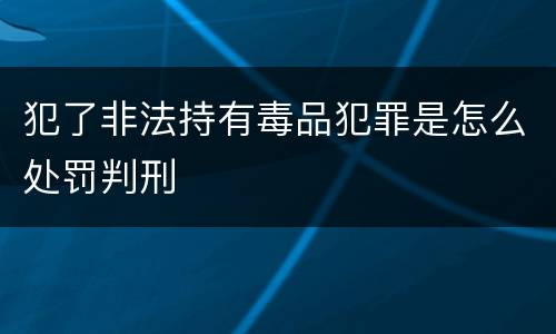 犯了非法持有毒品犯罪是怎么处罚判刑