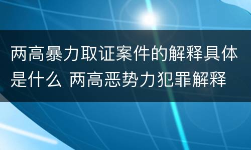两高暴力取证案件的解释具体是什么 两高恶势力犯罪解释