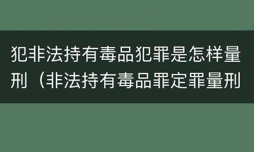 犯非法持有毒品犯罪是怎样量刑（非法持有毒品罪定罪量刑）
