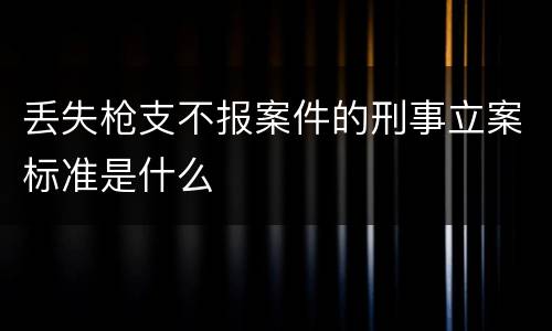 丢失枪支不报案件的刑事立案标准是什么
