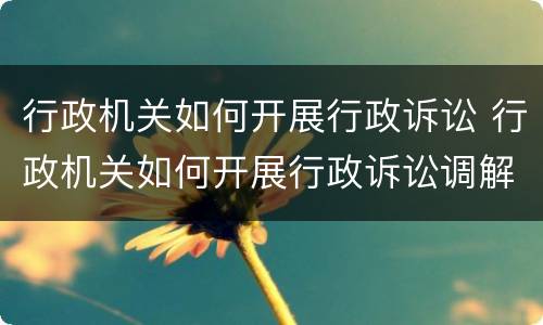 行政机关如何开展行政诉讼 行政机关如何开展行政诉讼调解