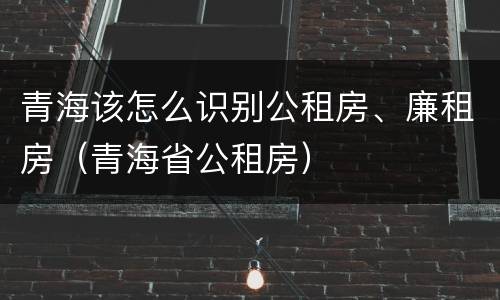 青海该怎么识别公租房、廉租房（青海省公租房）