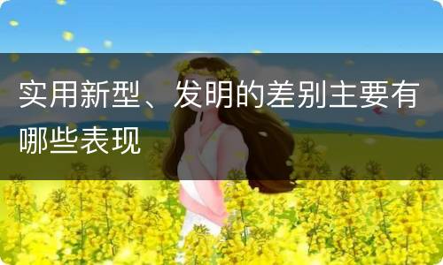 实用新型、发明的差别主要有哪些表现