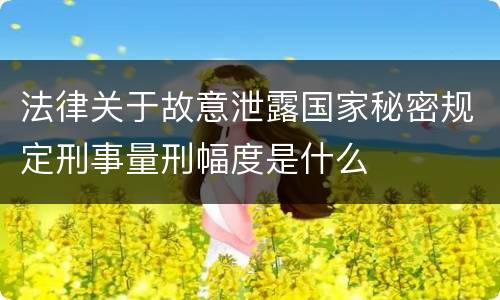 法律关于故意泄露国家秘密规定刑事量刑幅度是什么
