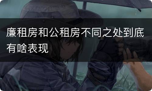 廉租房和公租房不同之处到底有啥表现