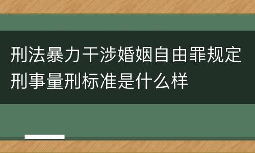 刑法暴力干涉婚姻自由罪规定刑事量刑标准是什么样