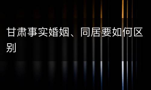 甘肃事实婚姻、同居要如何区别