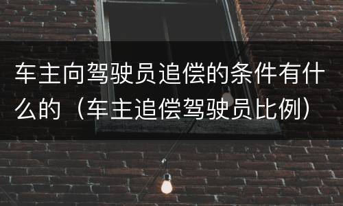 车主向驾驶员追偿的条件有什么的（车主追偿驾驶员比例）