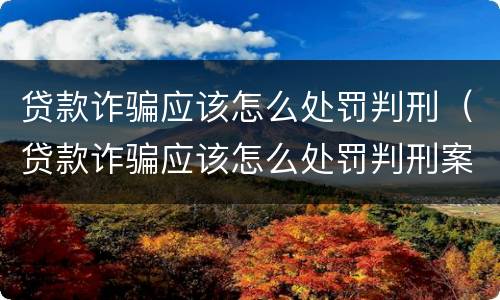 贷款诈骗应该怎么处罚判刑（贷款诈骗应该怎么处罚判刑案例）