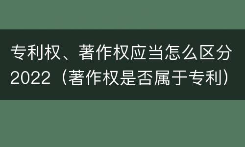 专利权、著作权应当怎么区分2022（著作权是否属于专利）