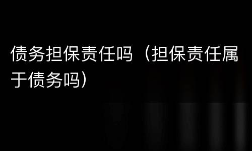 债务担保责任吗（担保责任属于债务吗）