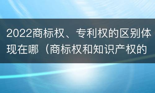 2022商标权、专利权的区别体现在哪（商标权和知识产权的区别）