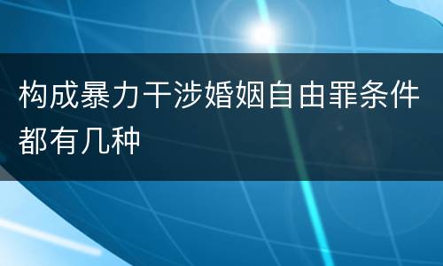 构成暴力干涉婚姻自由罪条件都有几种