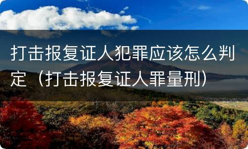 打击报复证人犯罪应该怎么判定（打击报复证人罪量刑）