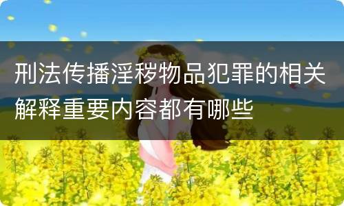 刑法传播淫秽物品犯罪的相关解释重要内容都有哪些