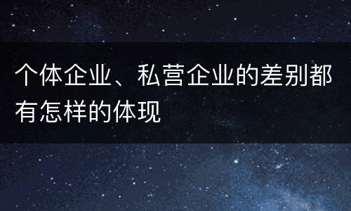 个体企业、私营企业的差别都有怎样的体现