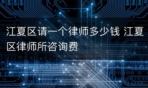 江夏区请一个律师多少钱 江夏区律师所咨询费