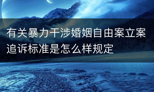 有关暴力干涉婚姻自由案立案追诉标准是怎么样规定