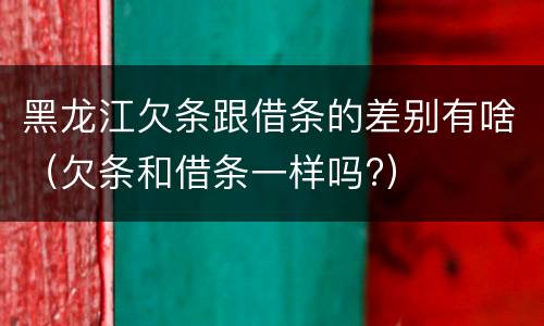 黑龙江欠条跟借条的差别有啥（欠条和借条一样吗?）