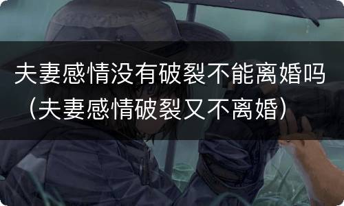 夫妻感情没有破裂不能离婚吗（夫妻感情破裂又不离婚）